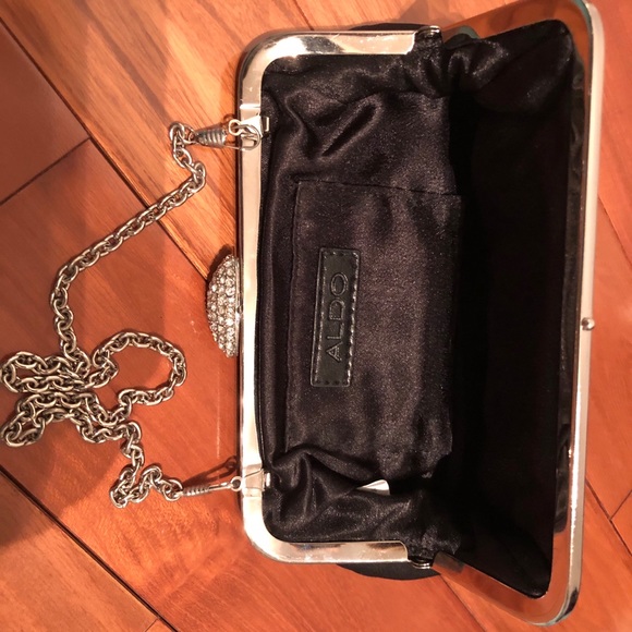 Clutch elegant shiny diamond latch silver evening - Picture 3 of 4